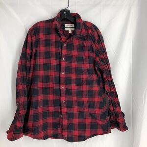 Goodthreads Oxford Standard Button-Down Shirt Men's Large Long Sleeve Red Plaid